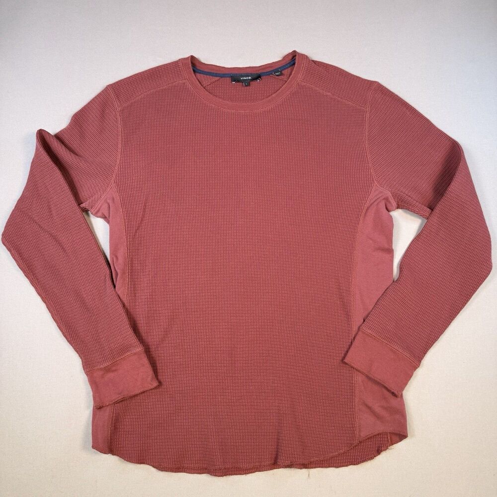 VINCE Red Long Sleeve Henley Shirt Men’s Large Casual Pullover